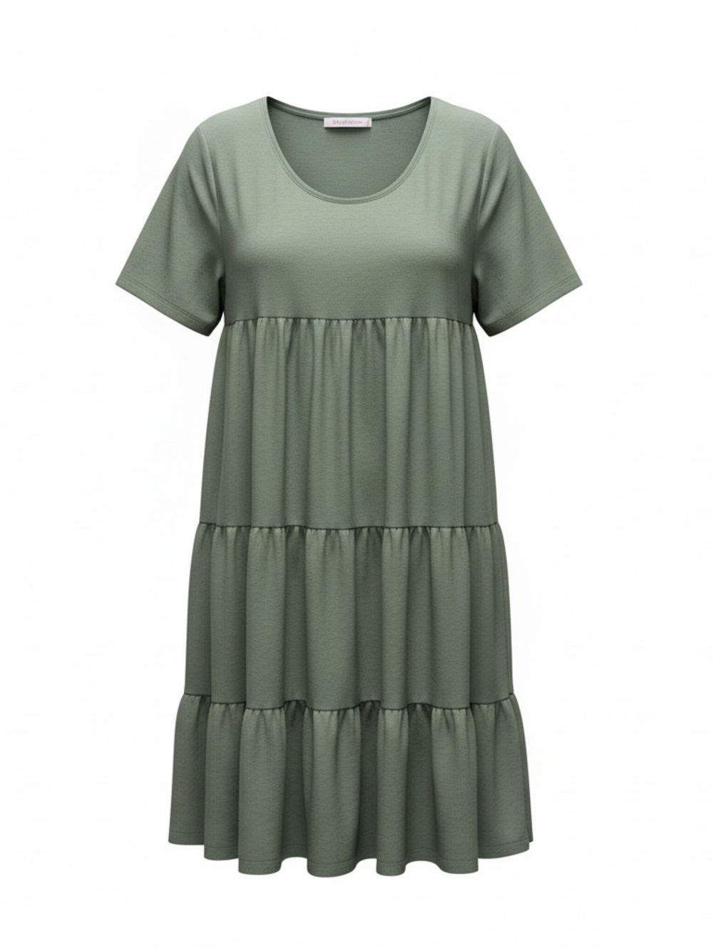 Philosophy Dresses Women's 2X/TG Olive Green Tiered Ruffle Short Sleeve Dress